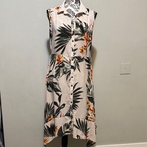 PerSeption Concept Tropical High Low Dress - Black and Orange Floral